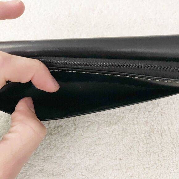 Dopp Black Leather Wallet Silver Snap Designer Old Money Chic - Picture 14 of 15